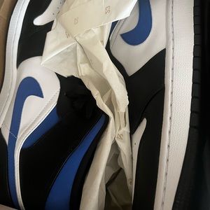 Blue white and black AIR JORDAN 1 MID